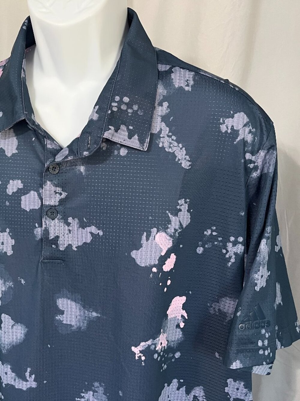 ⛳ adidas Golf Men’s XXL Blue Pink Clouds Performance Short Sleeve Polo Shirt 💙